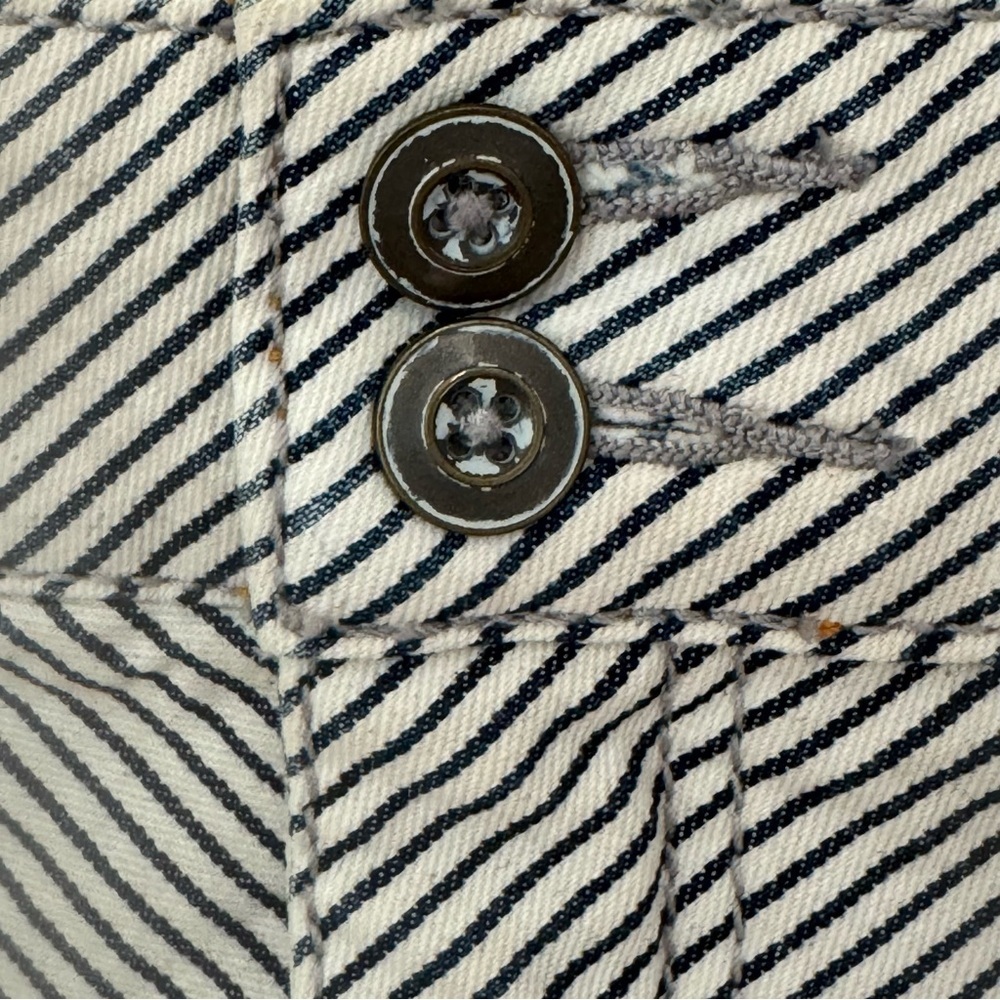 PILCRO Anthropologie Railroad Stripe Denim Skirt A-Line Blue and White Size 28 - Picture 15 of 16